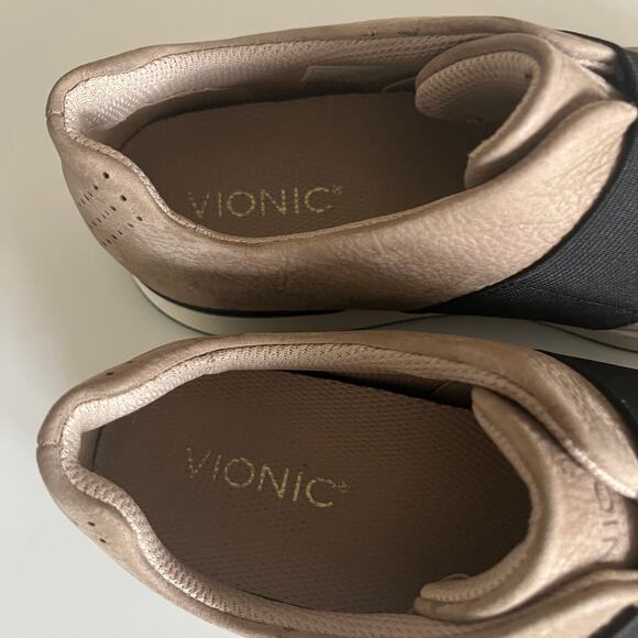 Vionic Cosmic Codie Women's 9.5 Slip On Comfort Sneaker Taupe Leather Black - Picture 5 of 10